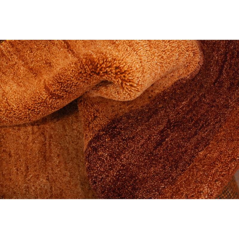 Hand Knotted Oriental 100% Wool Carpet Modern Stripe Oranges & Rust Gabbeh Area Rug - 6' 0'' X 4' 0''