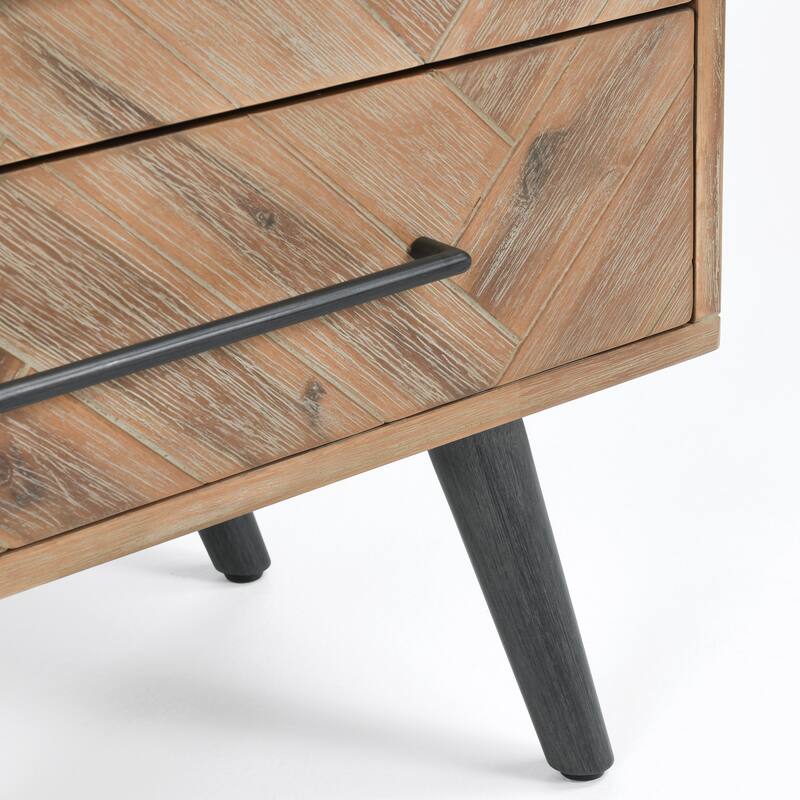 Clyde Mid-Century Solid Wood 2 Drawer Nightstand by Kosas Home