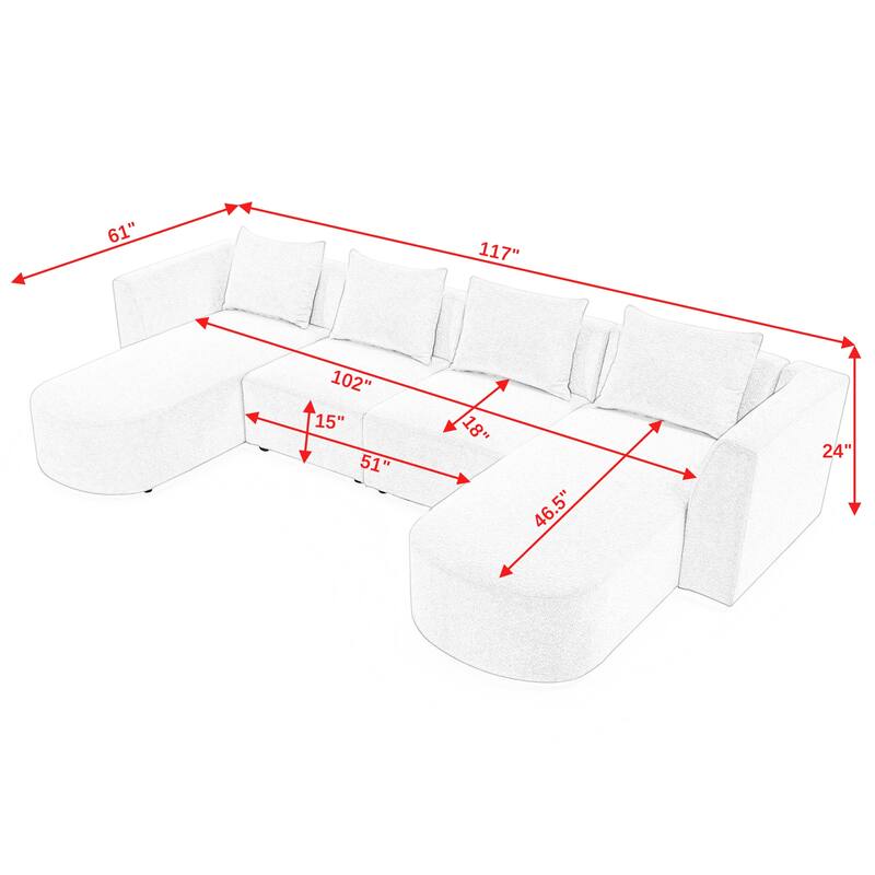 Living Room DIY Modular Combination Couch Set with Pillows and Chaises