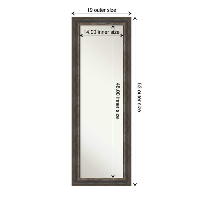Non-Beveled Full Length On The Door Mirror - Alta Frame - Outer Size: 19 x 53 in - Alta Rustic Char