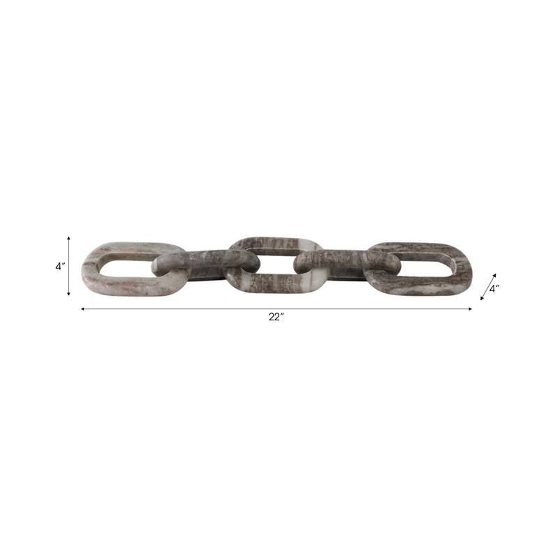 Travertine Wood Modern Decorative Chain Link Sculpture Accent Decor