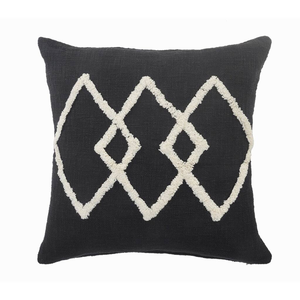 HomeRoots 20" X 20" White And Black 100% Cotton Geometric Zippered Pillow