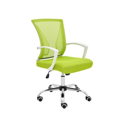 Modern Home Zuna Ergonomic Mesh Mid Back Office Desk Rolling Chair, White & Lime - 26