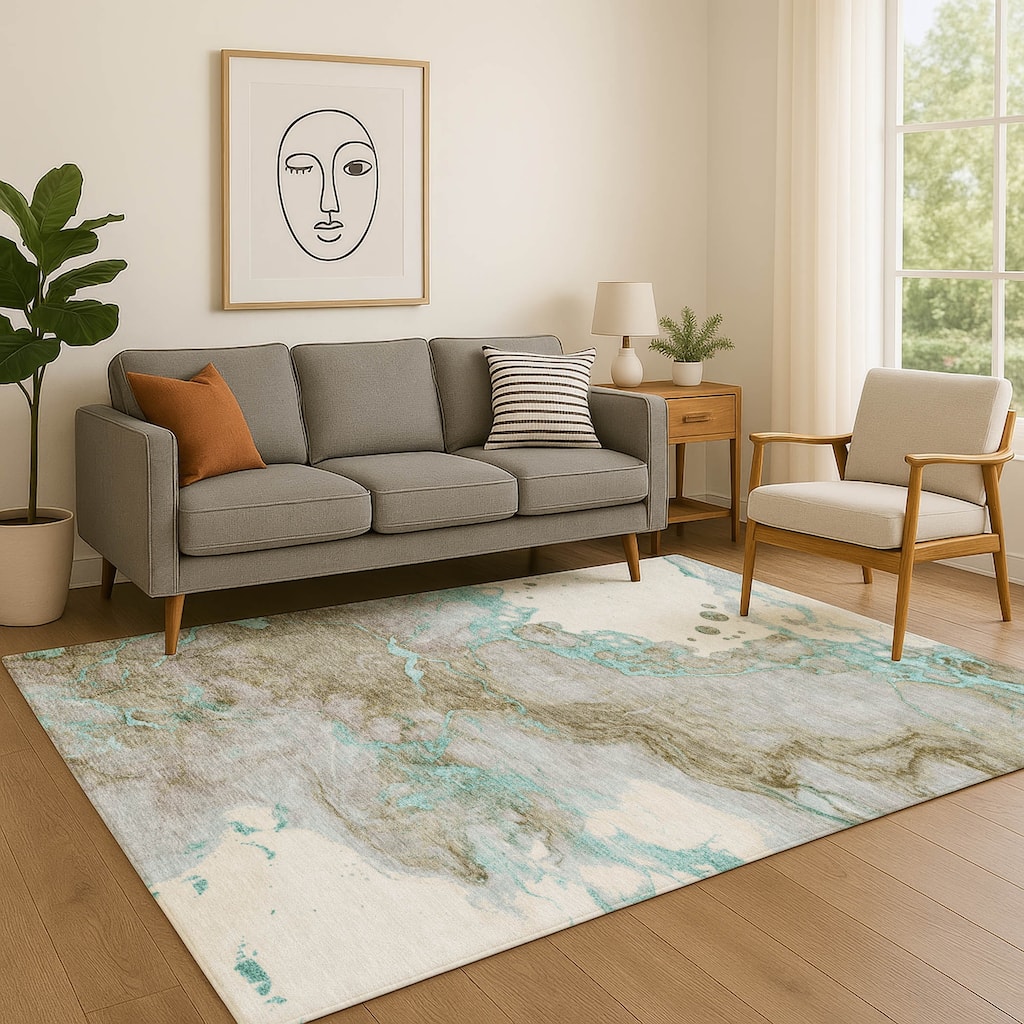 Premium Washable Super Soft Modern Crackle Mayfield Rug