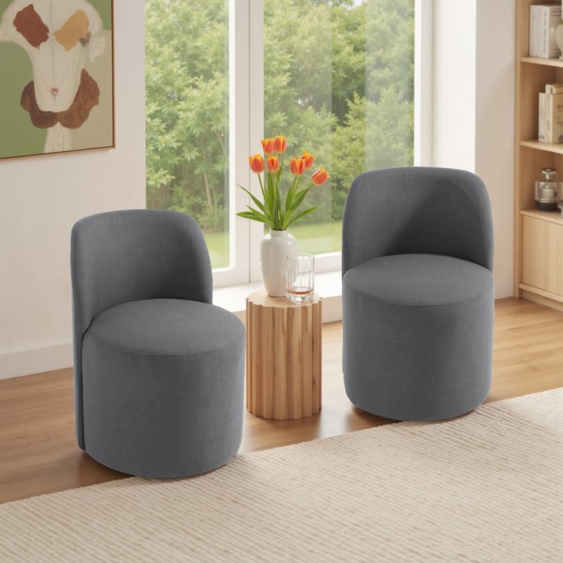 Modern Linen Upholstery Dining Chair Barrel Chair