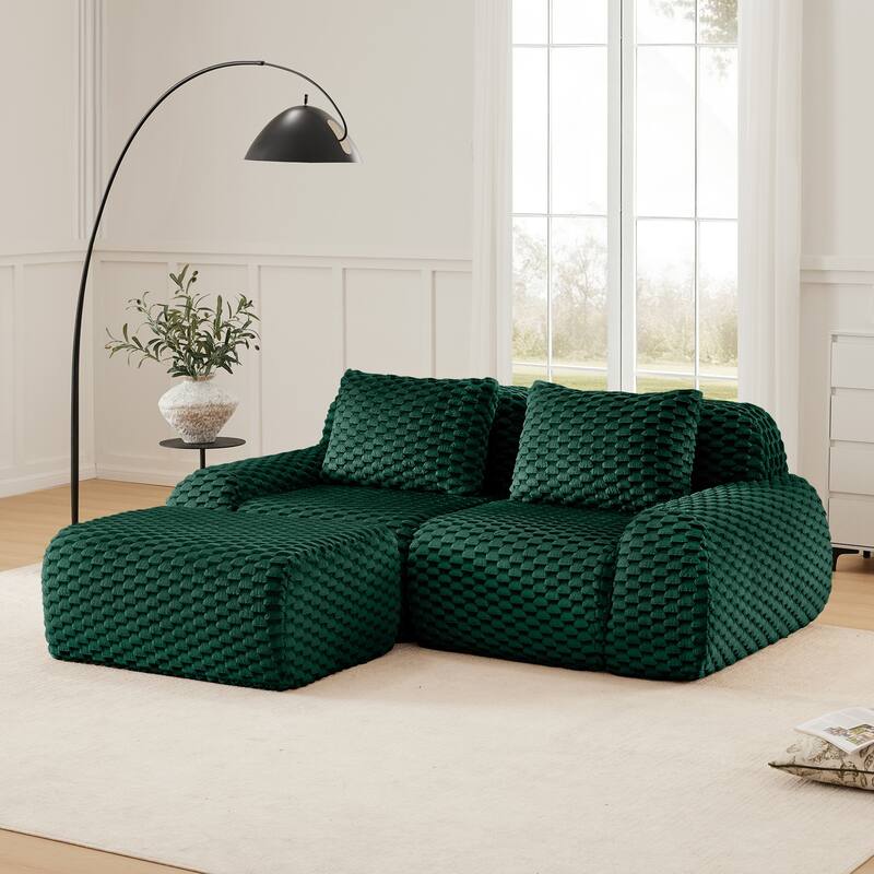 L-Shaped Modular Sectional Sofa for Living Room, Modern Upholstered Sofa Oversized Boneless Deep Seat Couch with Movable Ottoman