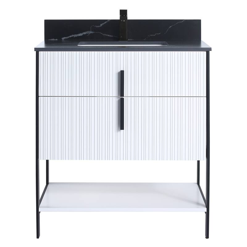 Fine Fixtures Serenity Modern Bathroom Vanity with Black Sintered Stone Top