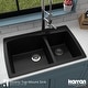 preview thumbnail 52 of 63, Karran Drop-In Quartz 34 in. Double Bowl 60/40 Kitchen Sink With Bottom Grids and Strainers