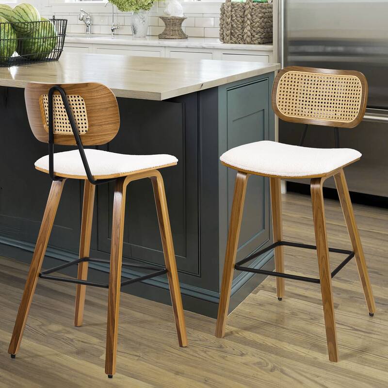 26" Upholstered Wood Counter Height Bar Stools - 17.7"W x 19.5"D x 35.1"H