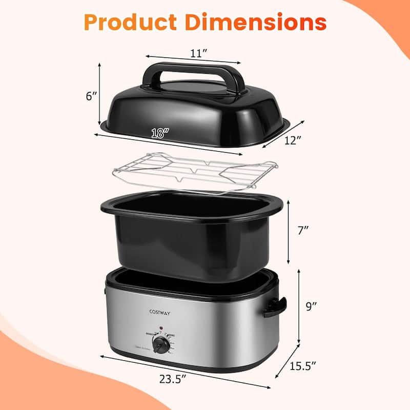 Costway 22 QT Electric Roaster Oven with Visible & Self-Basting Lid, - See Details