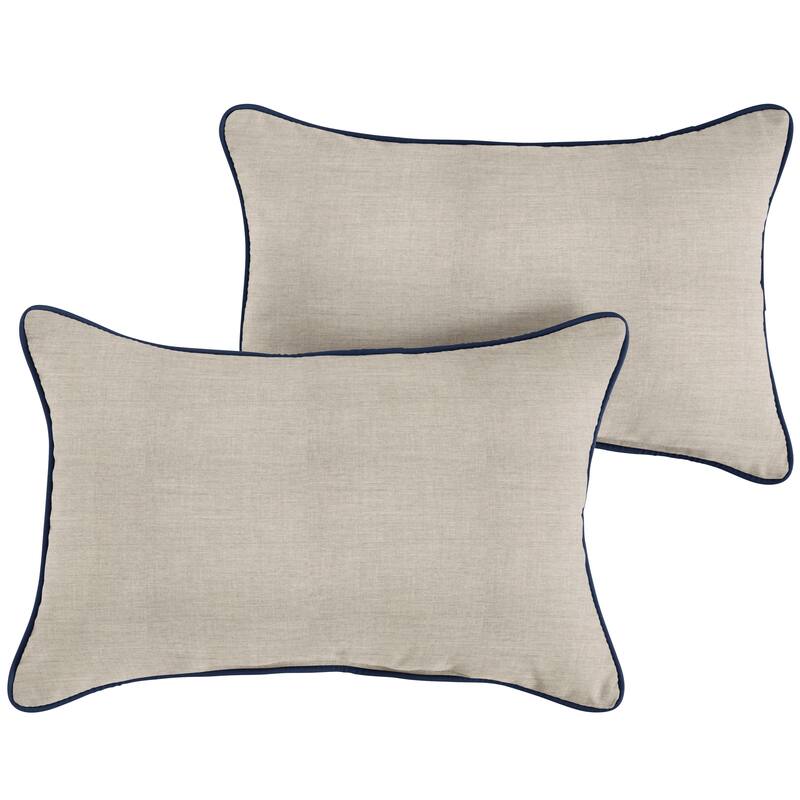 Sunbrella Cast Silver/ Canvas Navy Corded Indoor/ Outdoor Pillow Set