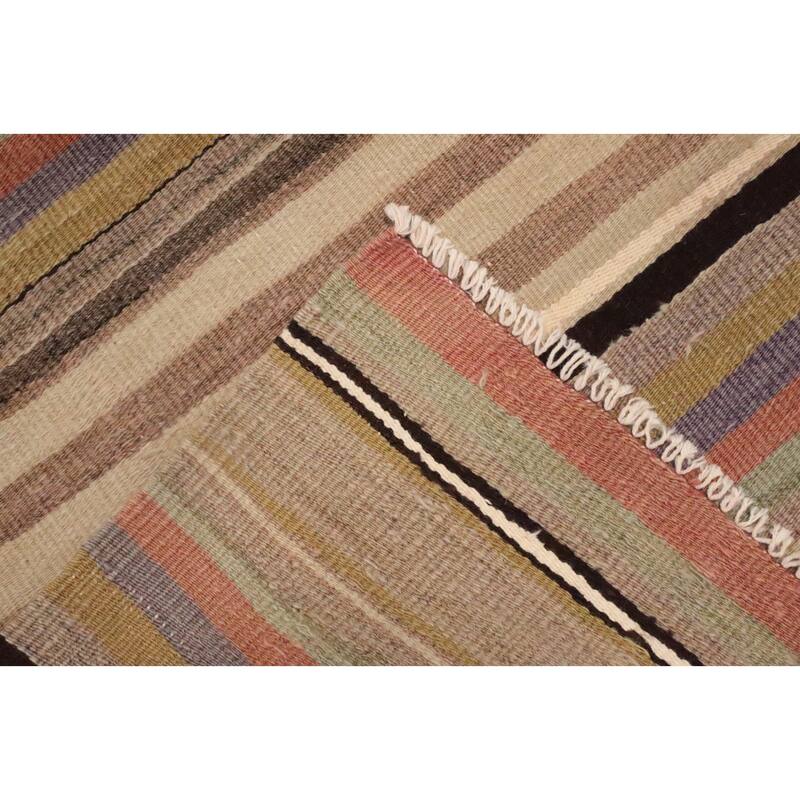 Hand Woven Oriental 100% Wool Carpet Southwestern Tribal Multi-Colored Kilim Area Rug - 8' 2'' X 5' 5''