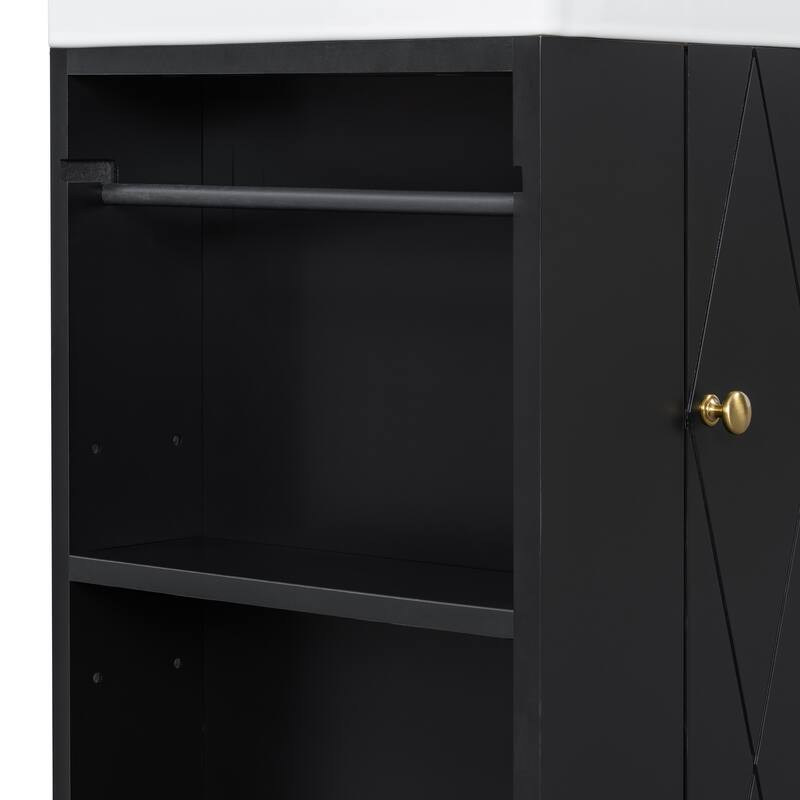 GDFStudio - Lucas Bennett Modern Compact Bathroom Vanity with Decorative Door and Smart Side Storage