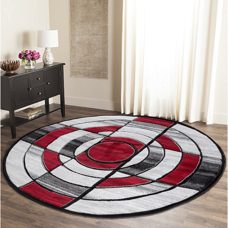 Orelsi Collection Abstract Area Rug with Hand Carved Accents