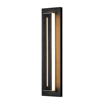 Calvin 1-Light Black LED IP54 Waterproof Aluminum Acrylic Outdoor Wall Light - 17.9 in. H x 4.7 in. W x 2 in. D