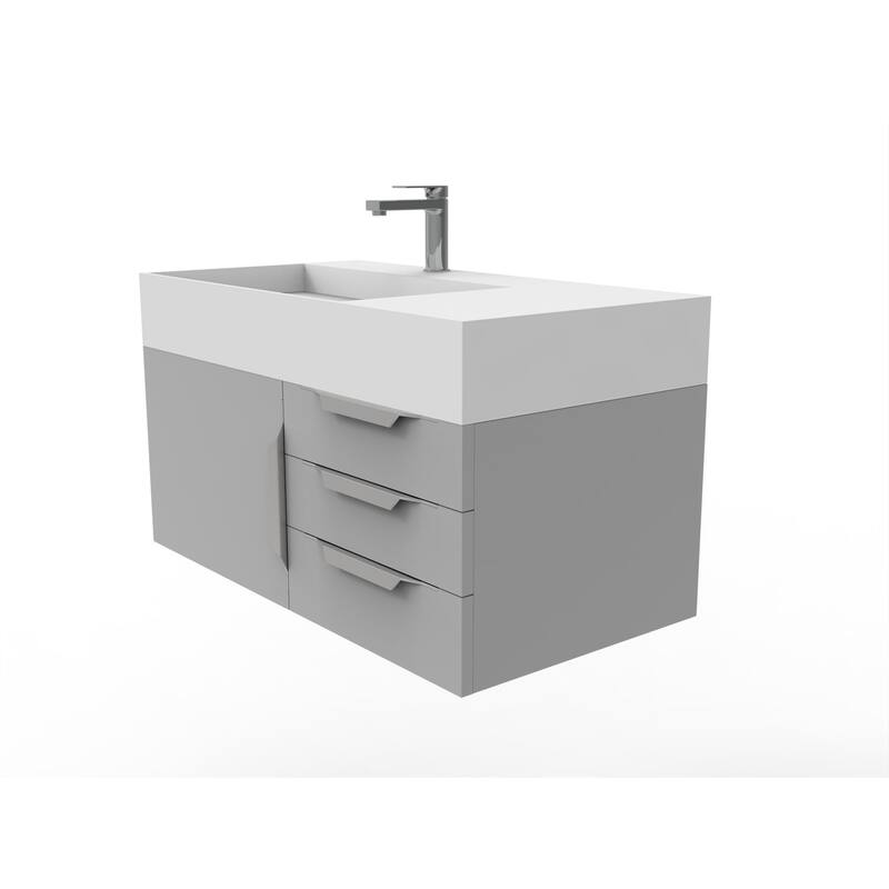 Amazon 36" Wall Mounted Bathroom Vanity Set w/ White Top