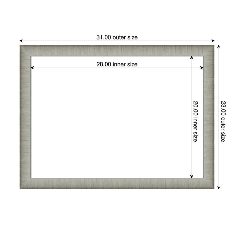 Amanti Art Elegant Brushed Bronze Narrow Framed Dry Erase Magnetic Board - 31 x 23 in - Elegant Brushed Pewter Narrow