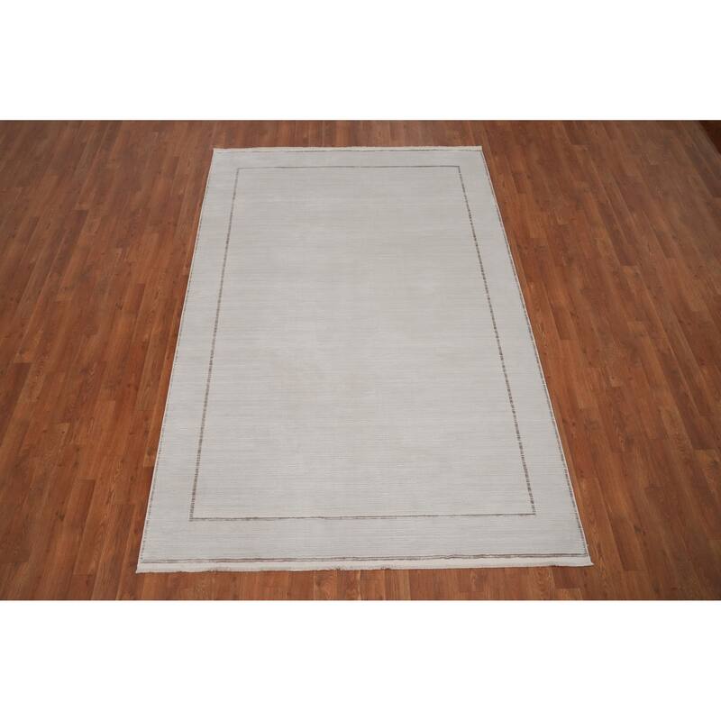 Machine Made Oriental Polyester Carpet Modern Geometric Beige & Ivories Modern Area Rug - 7' 8'' X 5' 2''
