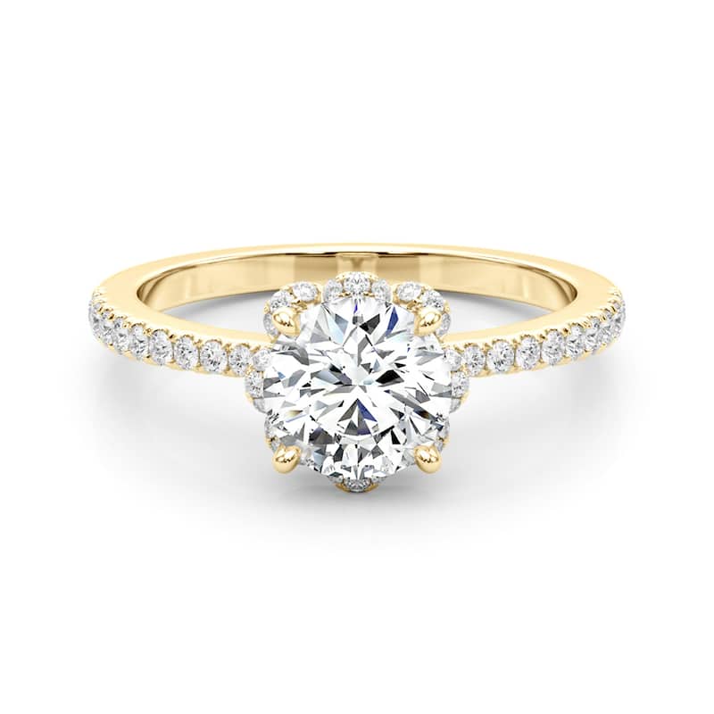 Auriya 14k Yellow Gold Lab Grown Round Diamond Halo Engagement Ring 0.50 to 5.00 ct. tw. (F-G VS)