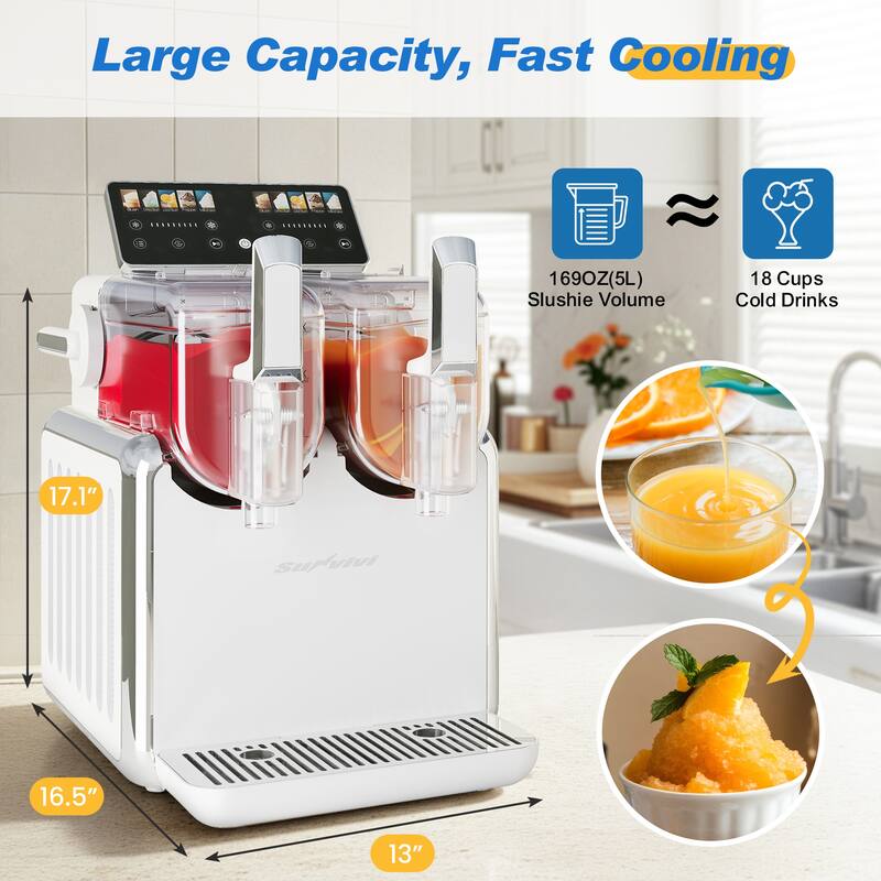 Dual-Tank Slushie Maker with Rapid Chill Technology & 5 Mode