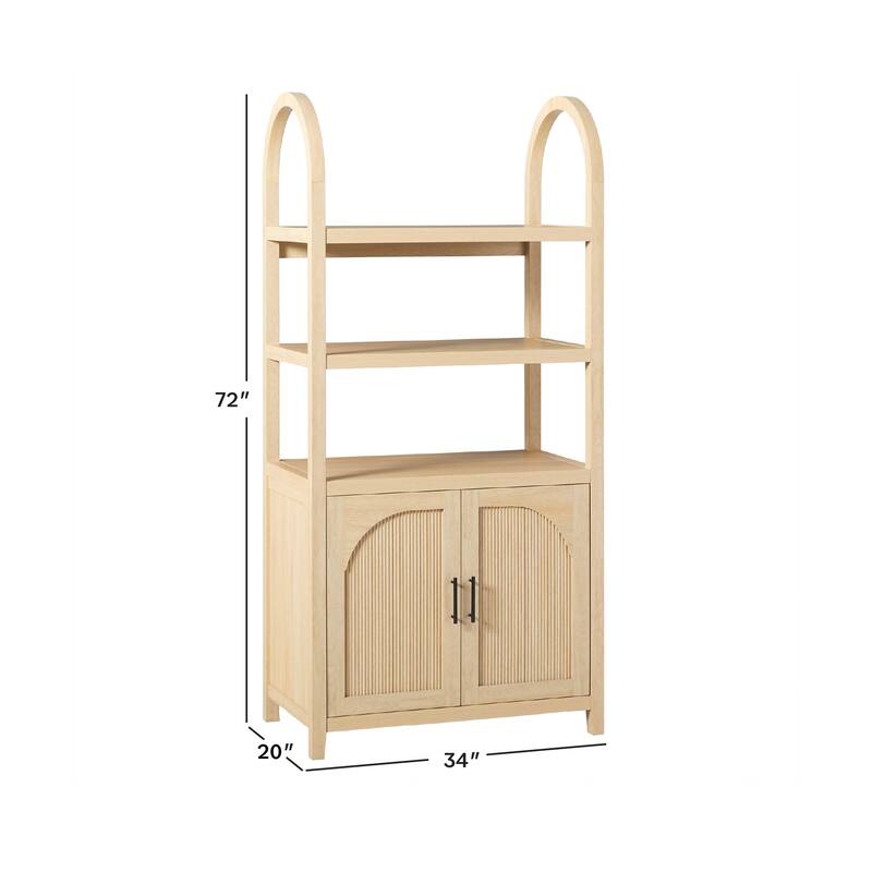 Walker Edison Modern Arched Bookshelf Cabinet with Reeded Doors