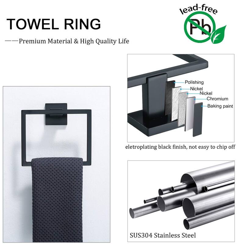 Topcraft Wall Mounted Stainless Steel Bathroom Accessory Set of 5