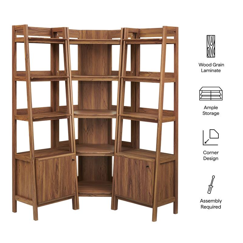 Bixby 3-piece Corner Bookshelf Set with Narrow Bookshelves