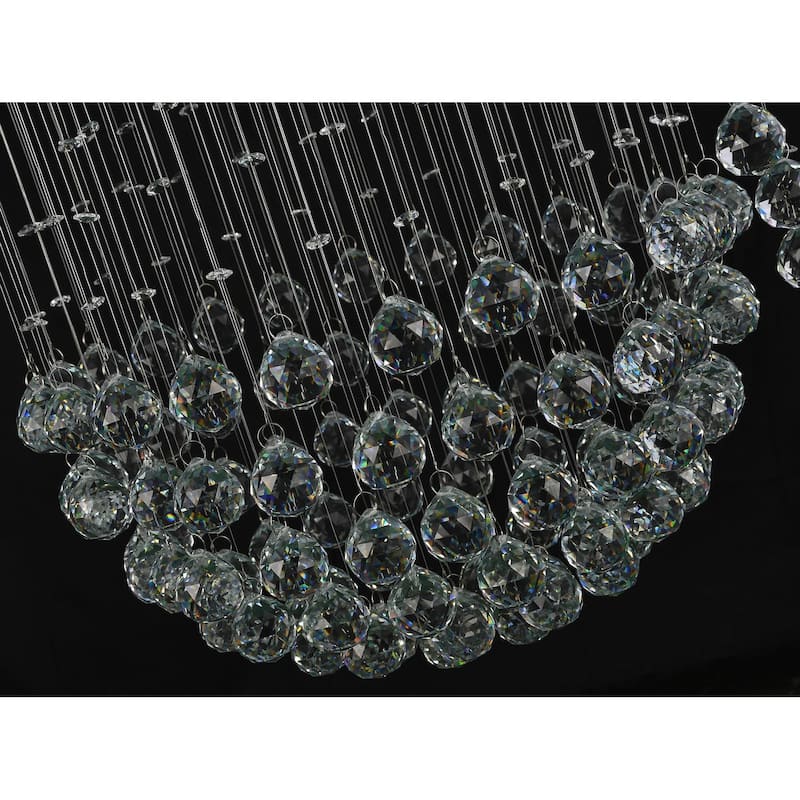 9-Light Chrome Stainless Steel Chandelier With Clear Hanging Crystals