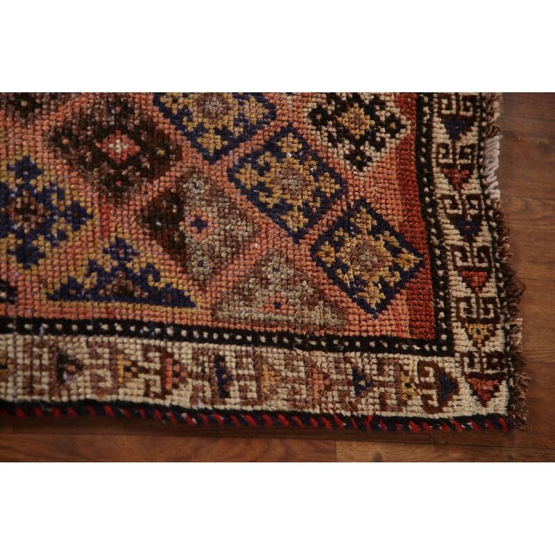 Qashqai Persian Antique Runner Rug Handmade Foyer Wool Carpet - 3'3"x 7'4"