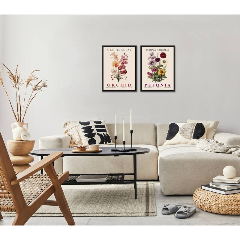 Amanti Art Vintage Orchid Petunia & Hydrangea 2 Piece by Christopher Giampietro Framed Canvas Wall Art