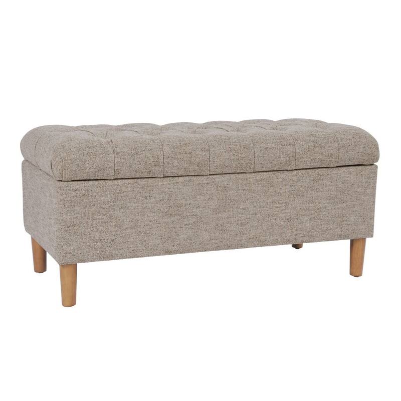 HomePop Button Tufted Top Storage Bench with Wood Legs