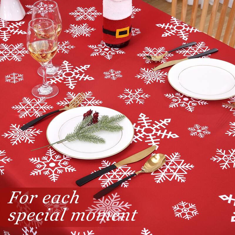 Christmas Rectangular Tablecloth Xmas Table Covers for Kitchen Dining Room Table Decor, Red