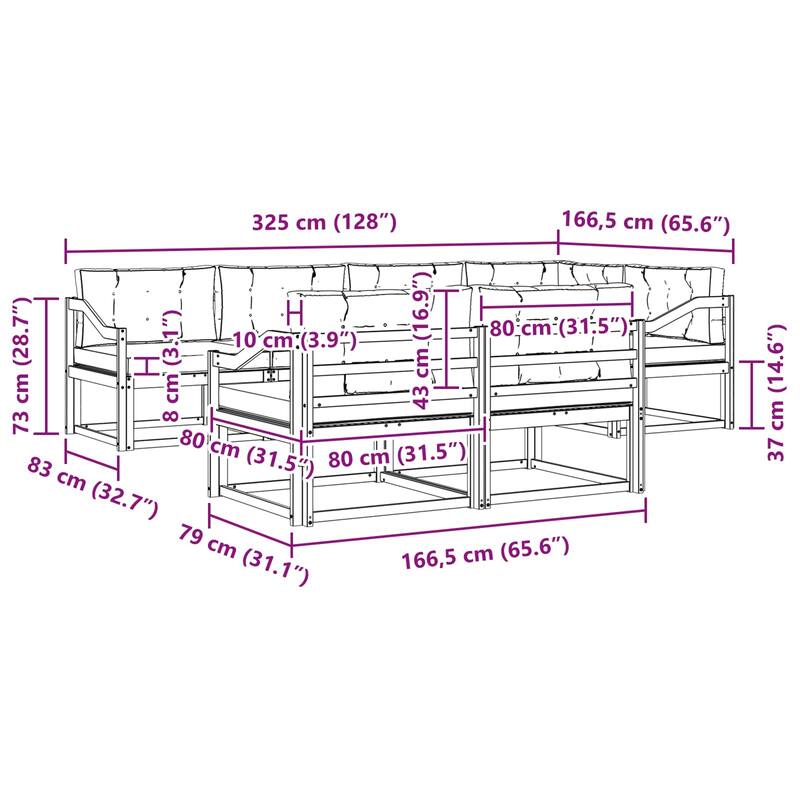 vidaXL Outdoor Sofa Set with Cushion 7 pcs Natural and Anthracite