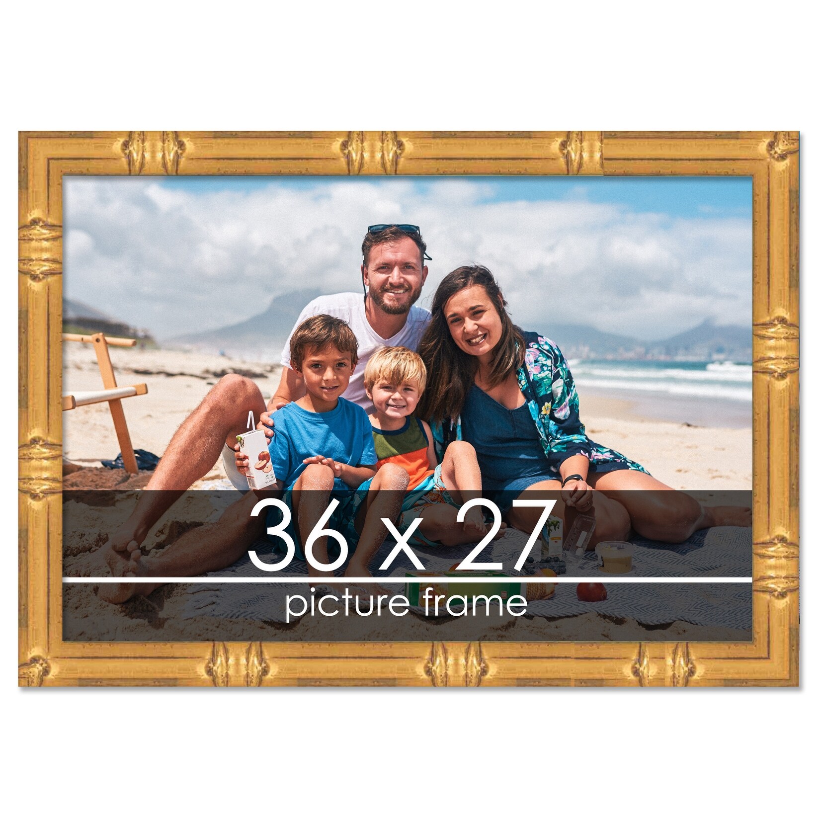 CustomPictureFrames.com 25x26 Gold Bamboo Wood Picture Frame - with Acrylic Front and Foam Board Backing