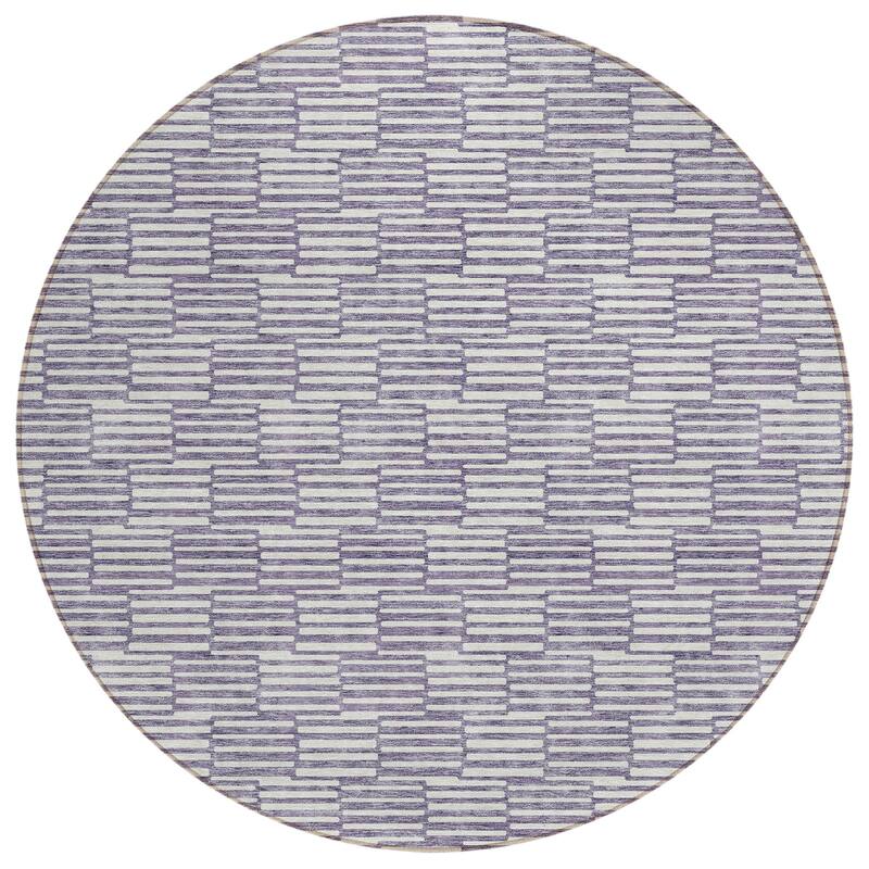 Machine Washable Indoor/ Outdoor Chantille Stripe Blocks Rug