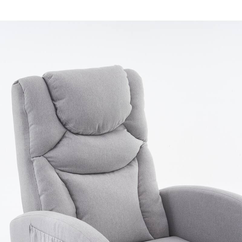 Linen Rocking Chair With Adjustable Footrest