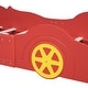 preview thumbnail 11 of 10, Twin Size Race Car-Themed Platform Bed with Functional Wheels and Safety Rails for Kids' Bedrooms