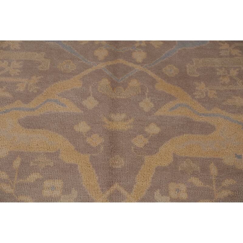 Earth Tone Brown Oushak Indian Area Rug Handmade Brown Wool Carpet - 7'11" x 9'9"
