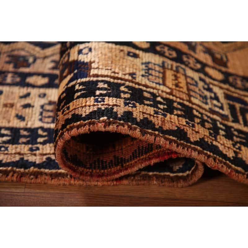 Handmade Oriental Vegetable Dye Qashqai Persian Vintage Area Rug - 4'0"x 8'4"