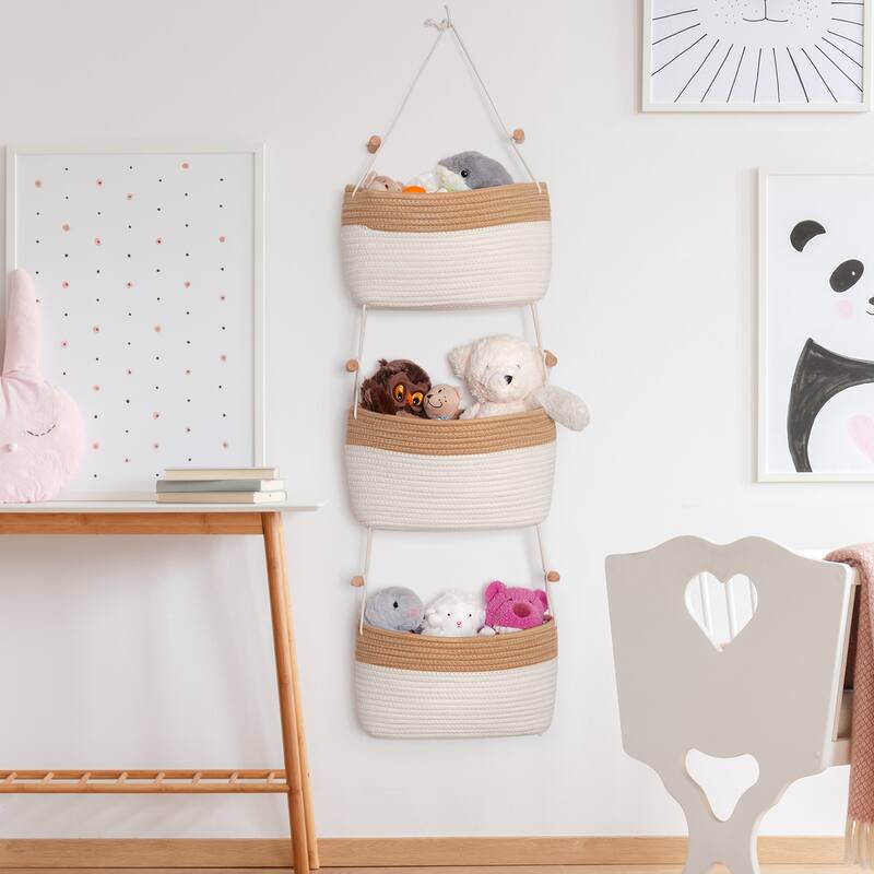 Over the Door 3-tier Basket Hanging Storage Basket Organizer