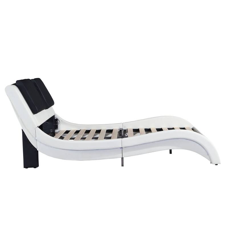 Platform Bed Frame with Led Lighting,Bluetooth Connection to Play Music,Backrest Vibration Massage
