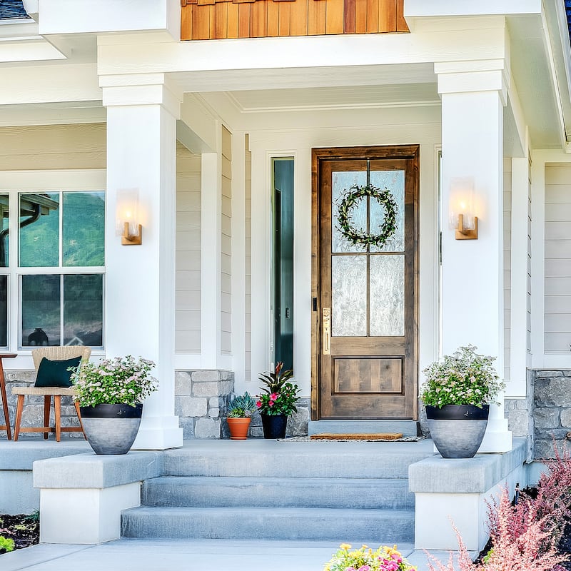 Modern Gold 1-Light Handcrafted Glass Wall Sconce Art Deco Vanity Light - Antique Brushed Gold - W5" x H11.8" x D4.7"