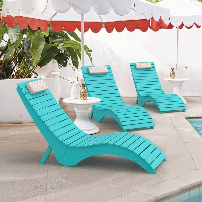 HDPS Water-Resistance Outdoor Chaise Lounges for Use in the Pool, Patio, Garden - Blue