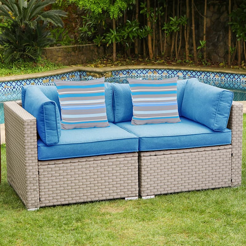 COSIEST 2-piece Outdoor Loveseat Wicker Sectional Sofa Set