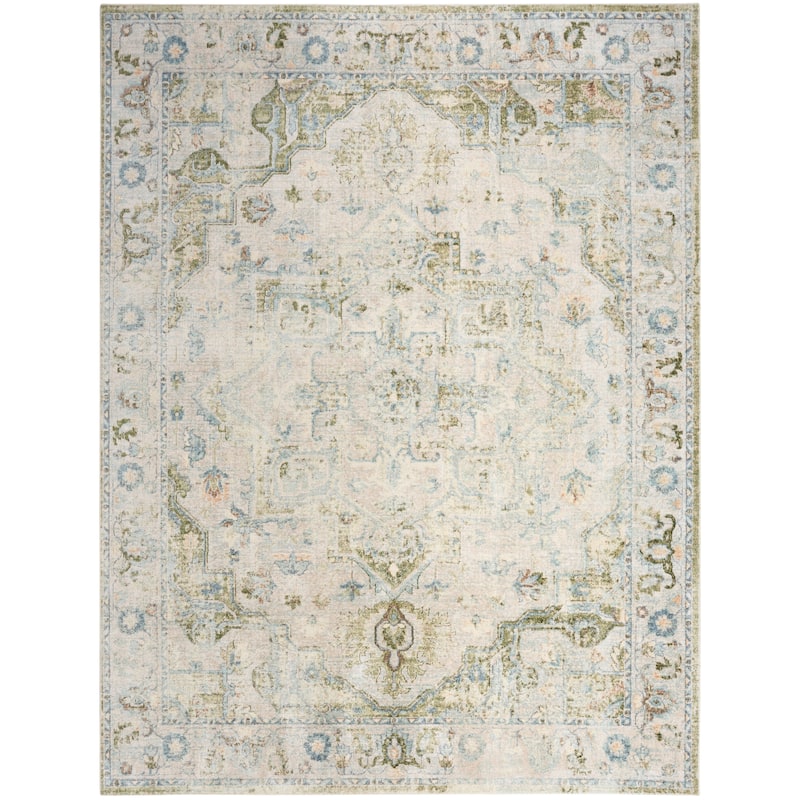 Nourison Astra Machine Washable Distressed Area Rug - 6' 7" x 9' - Blue/Green