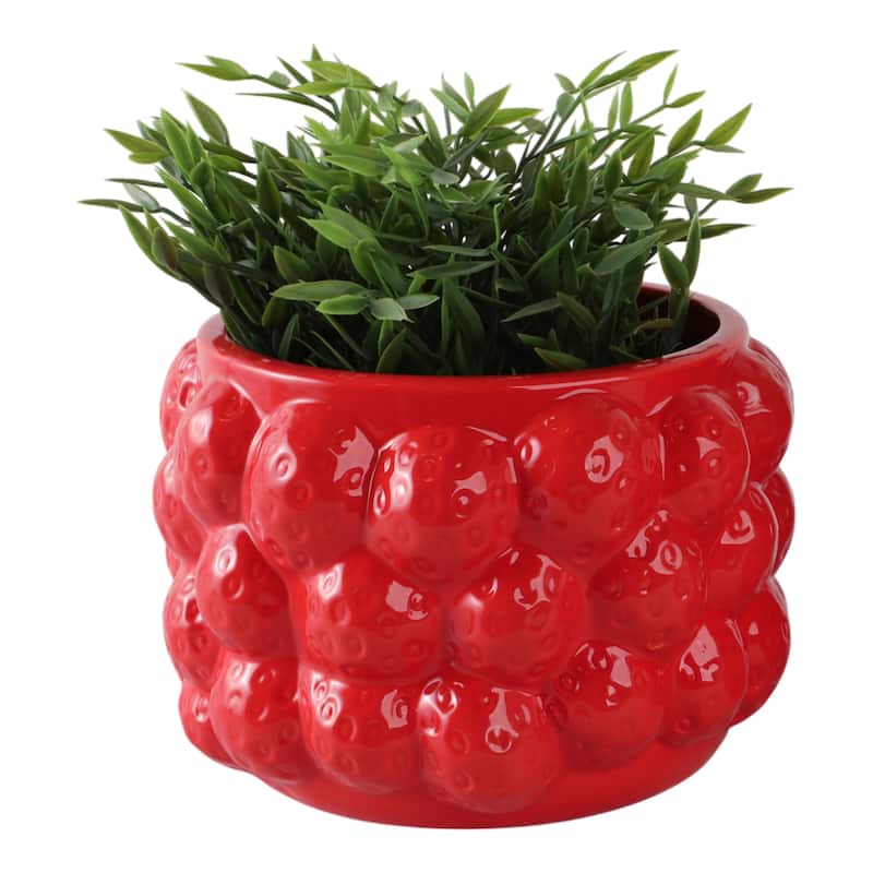 Textured Stoneware Ceramic Planter with Sculpted Bulbous Design