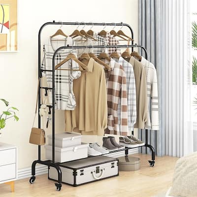 Garment Rack with Wheels Clothing Rack for Hanging Clothes - 15.78"D x 39.37"W x 59.05"H