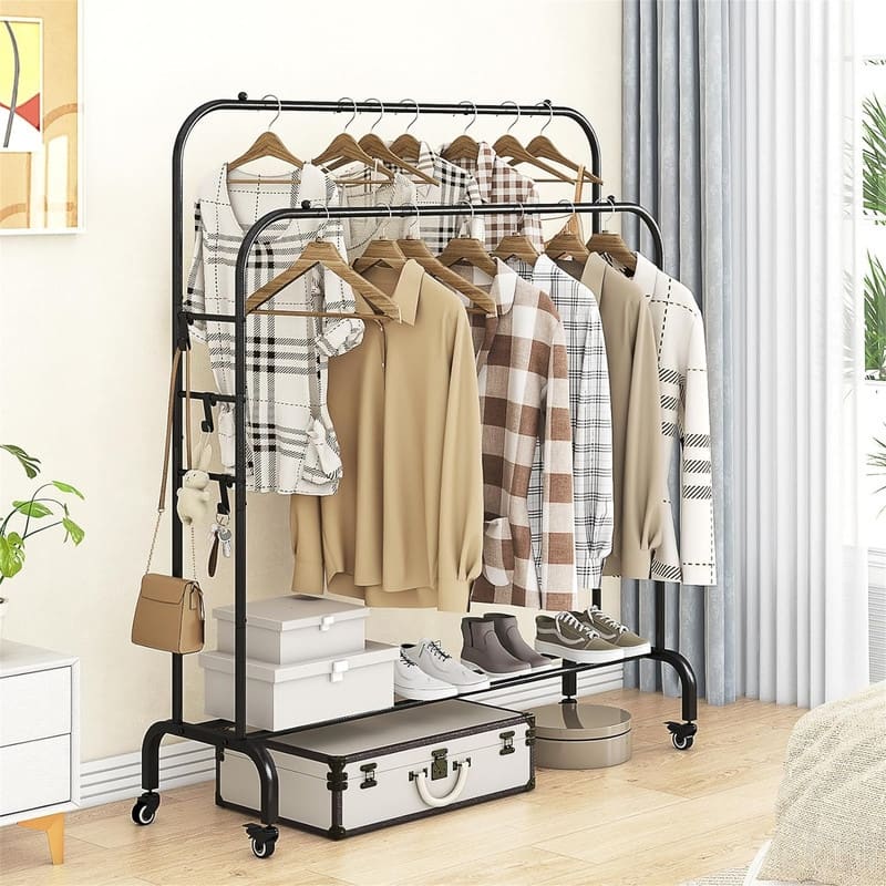 Garment Rack with Wheels Clothing Rack for Hanging Clothes - 15.78"D x 39.37"W x 59.05"H