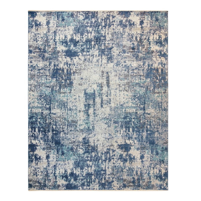 Gertmenian Astris Riga Modern Abstract Grey/Ivory/Blue Area Rug