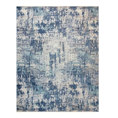Gertmenian Astris Riga Modern Abstract Grey/Ivory/Blue Area Rug